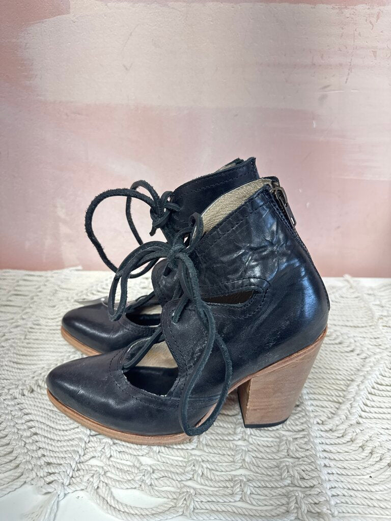 FreeBird Leather Tie Block Heels