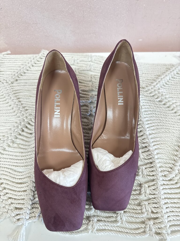Pollini Square Toe Suede Heels
