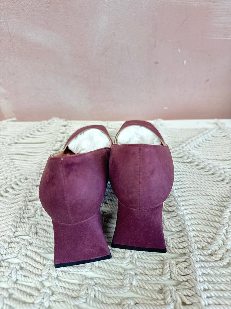 Pollini Square Toe Suede Heels