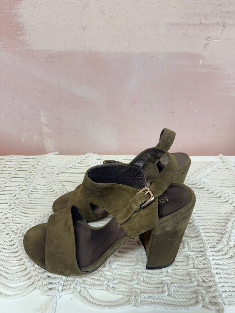 Stuart Weitzman Suede Strappy Block Heels