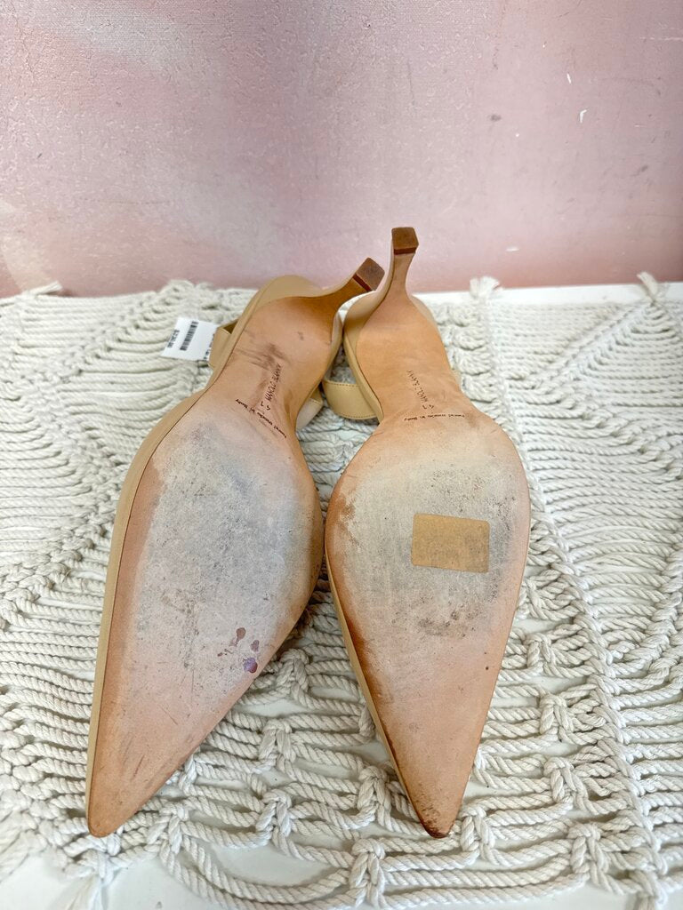 Manolo Blahnik Tan Pointed Toe Slingbacks