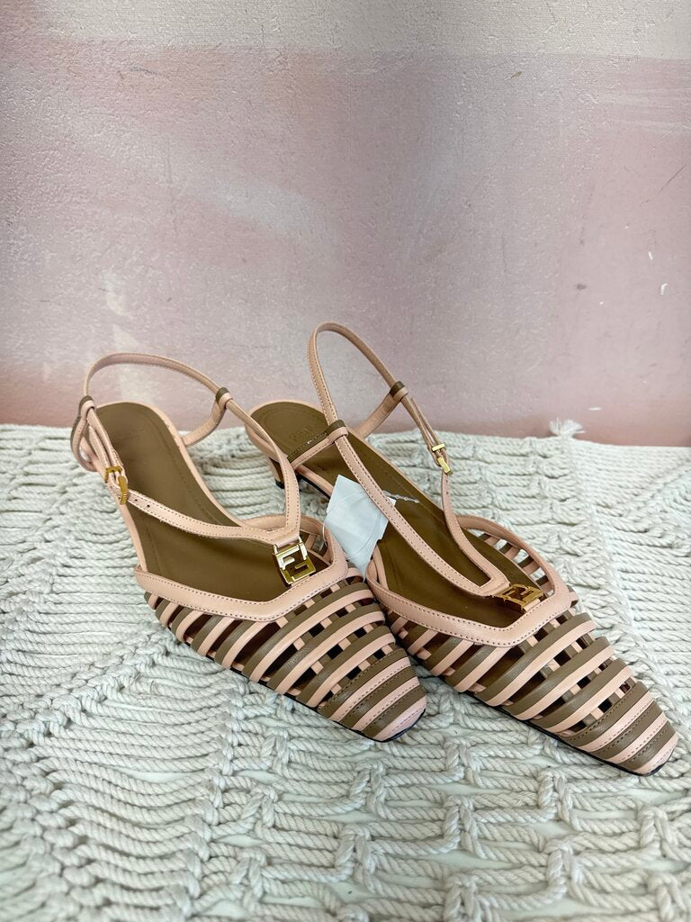 Fendi Pink & Brown Ffold Slingback