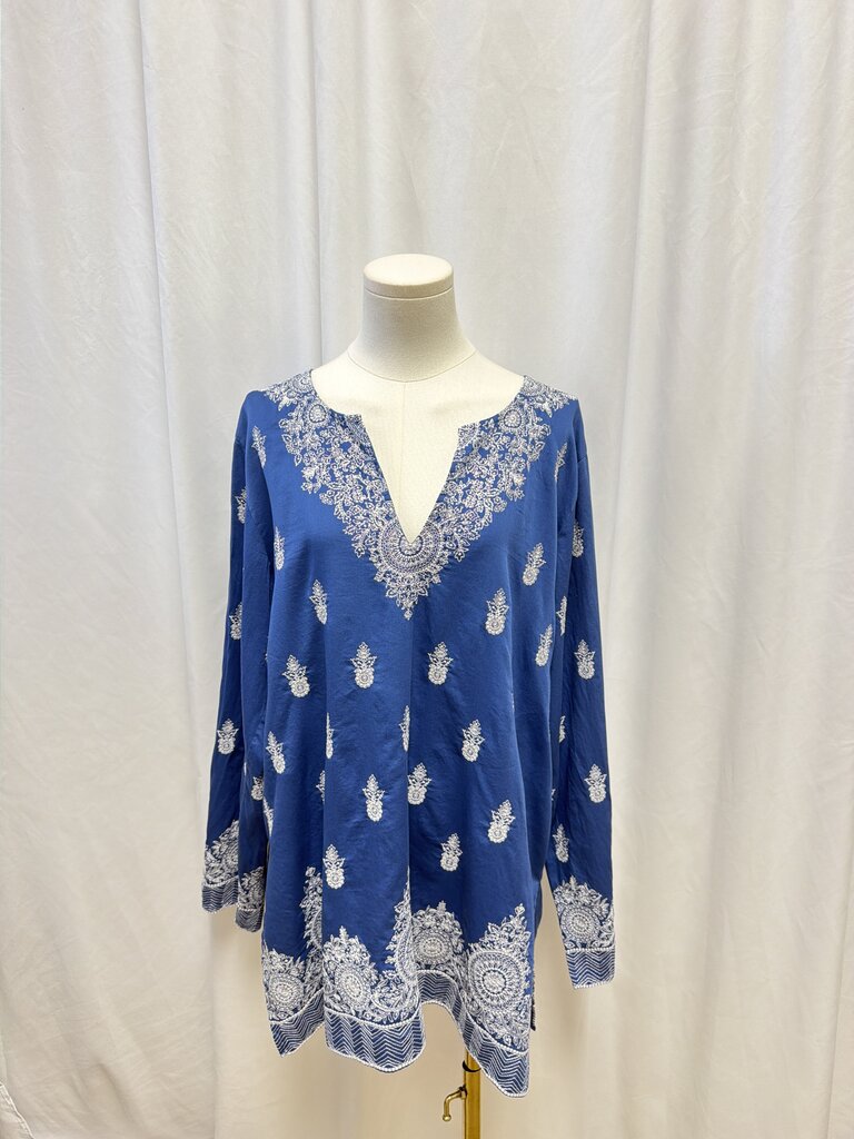 Sigrid Olsen Blue and White Embroidered Tunic