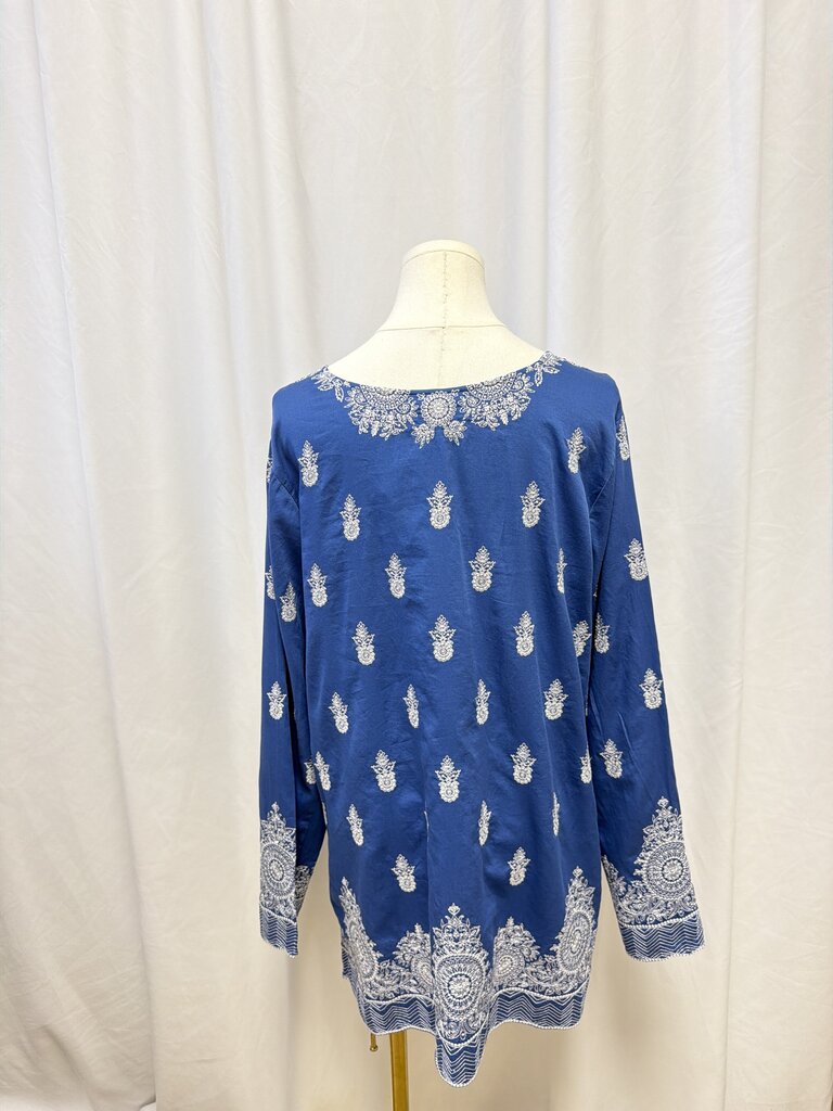 Sigrid Olsen Blue and White Embroidered Tunic