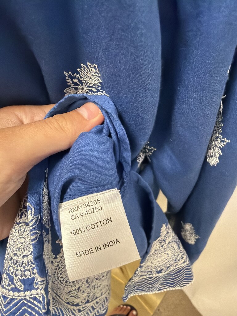 Sigrid Olsen Blue and White Embroidered Tunic