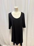 Eileen Fisher Black Scoop Neck Midi Dress
