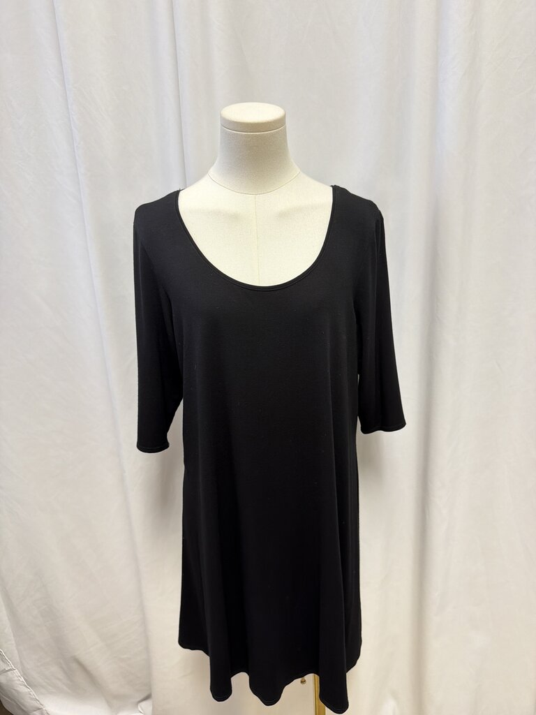 Eileen Fisher Black Scoop Neck Midi Dress