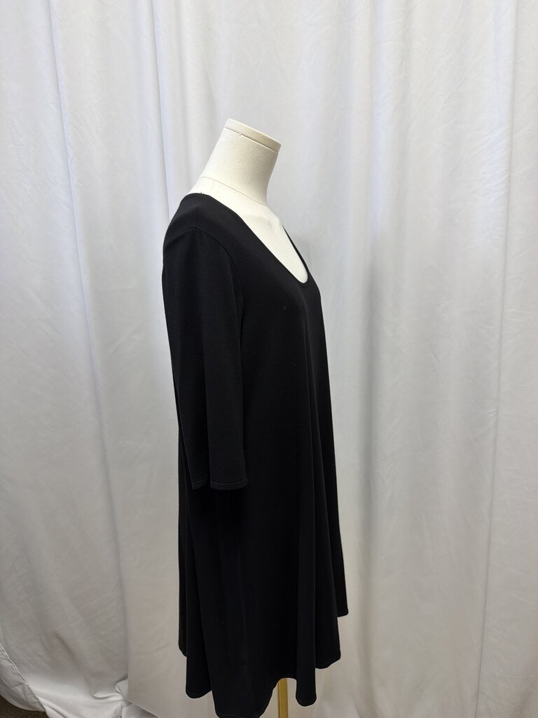 Eileen Fisher Black Scoop Neck Midi Dress
