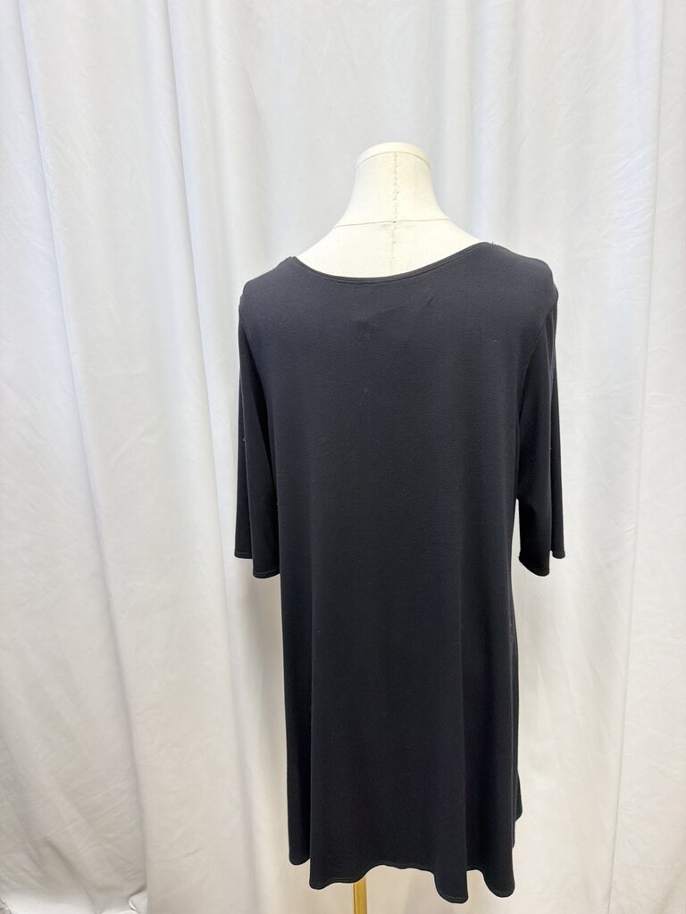 Eileen Fisher Black Scoop Neck Midi Dress