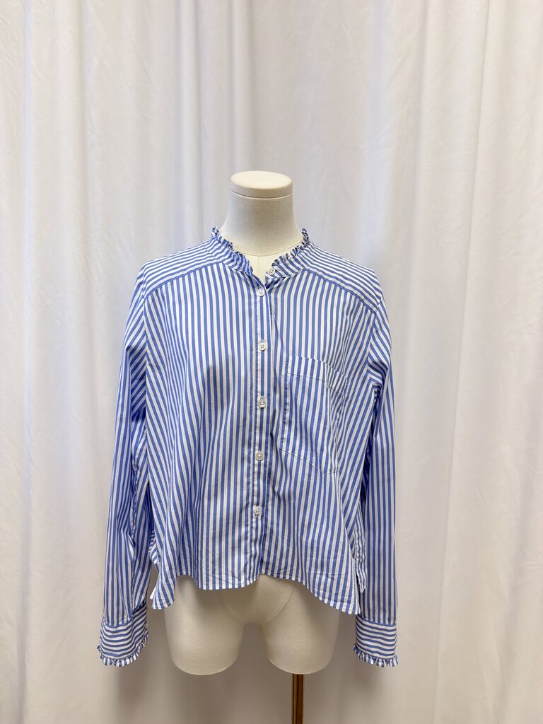Veronica Beard Blue Striped Button Up