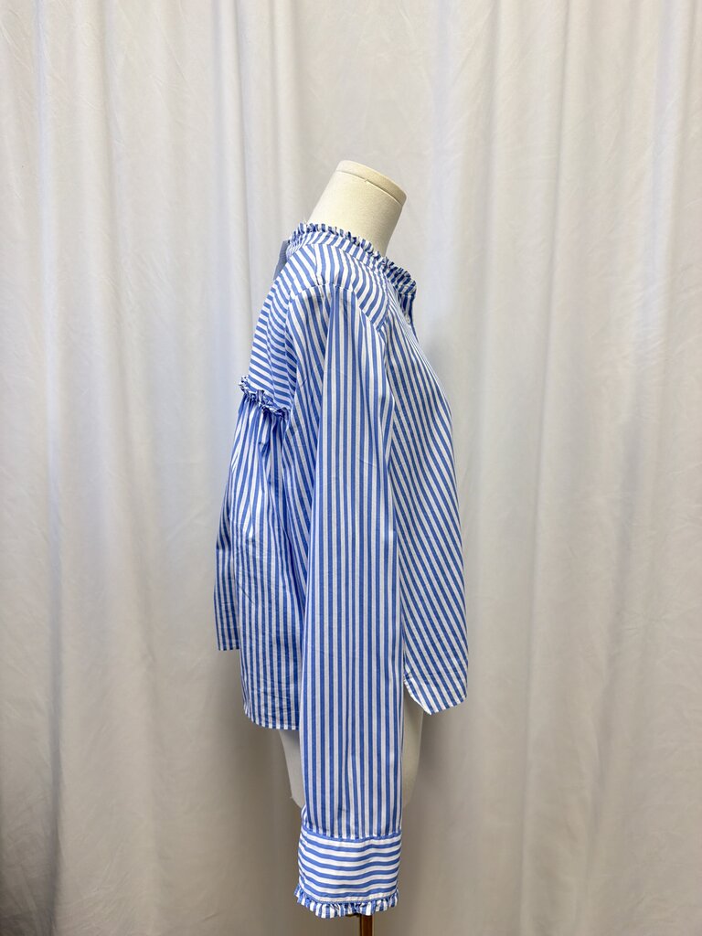Veronica Beard Blue Striped Button Up