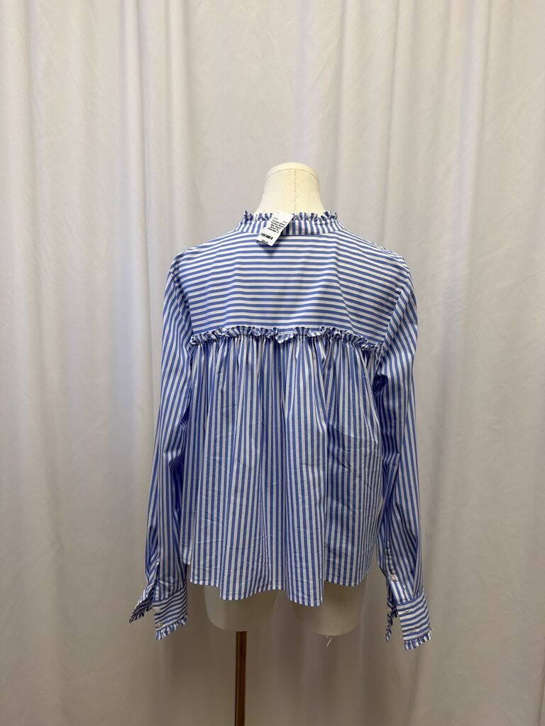 Veronica Beard Blue Striped Button Up