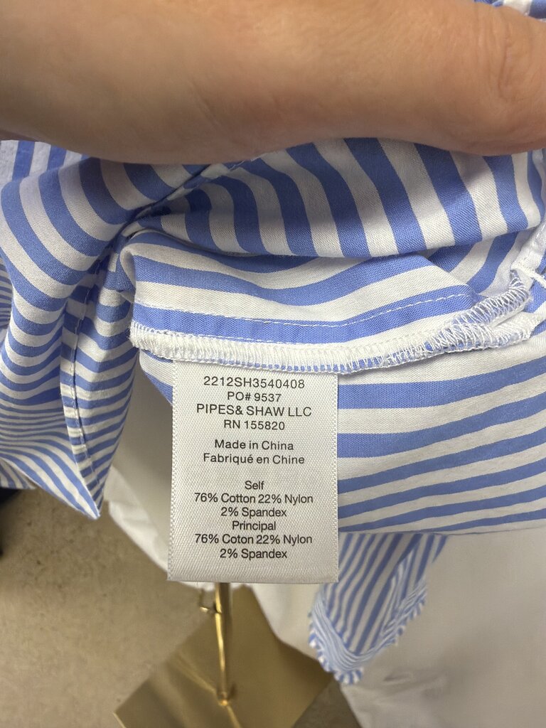 Veronica Beard Blue Striped Button Up