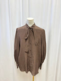 Nili Lotan Brown Silk Polka Dot Tie Neck Blouse