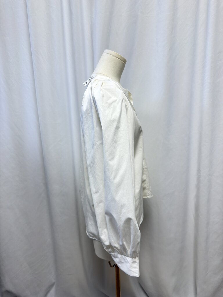 Sandro White Long Sleeve Shirt w/Rhinestone Button