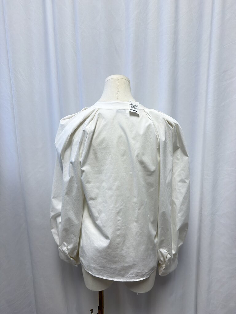 Sandro White Long Sleeve Shirt w/Rhinestone Button