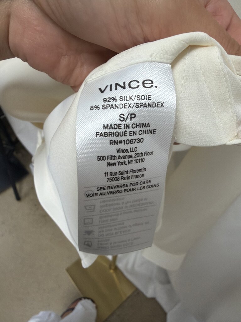 Vince Cream Silk Button Up Blouse