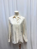 Theory Ivory Silk Graphic Print Blouse