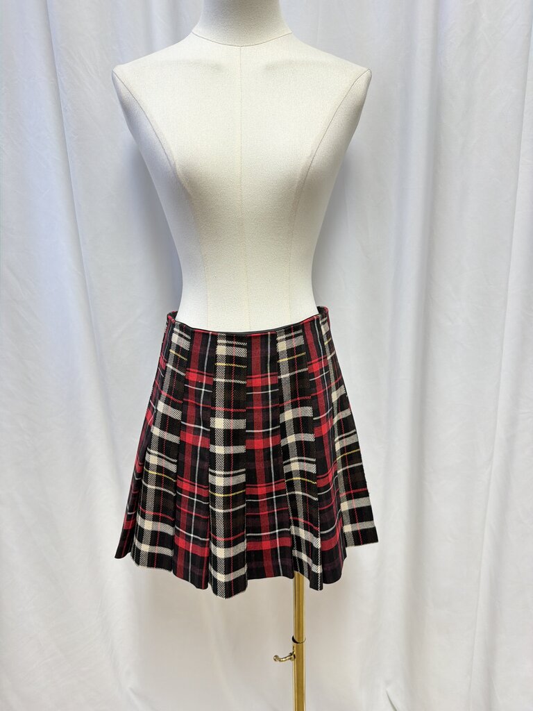 alice + olivia Black and Red Plaid Mini Skirt