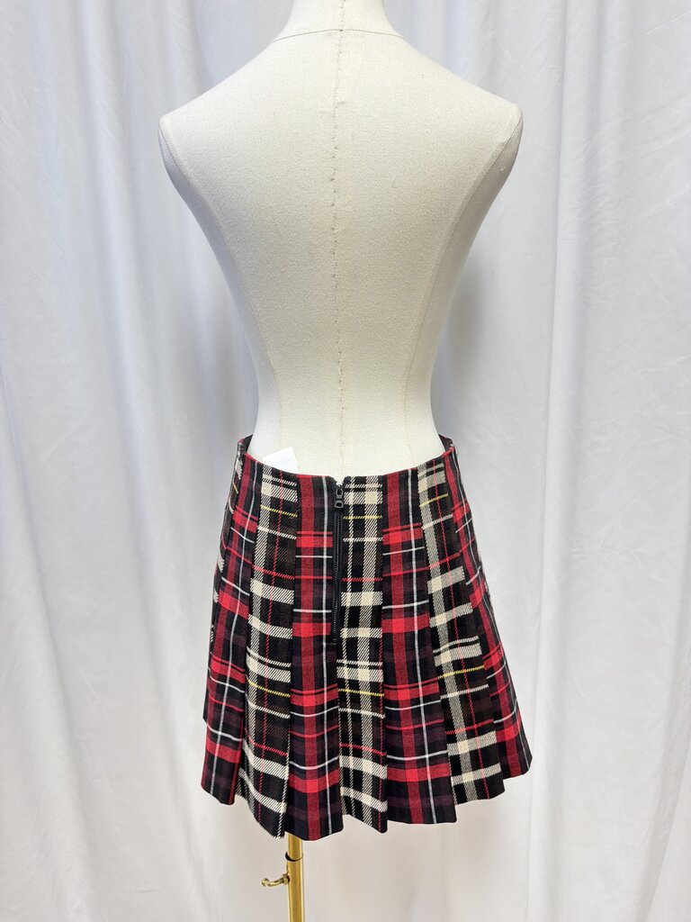 alice + olivia Black and Red Plaid Mini Skirt