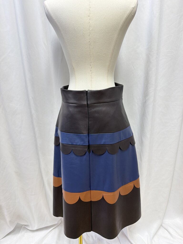 Stogova Leather Scalloped Midi Skirt