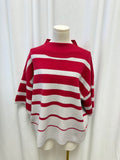 Maeve Red Striped Mock Neck