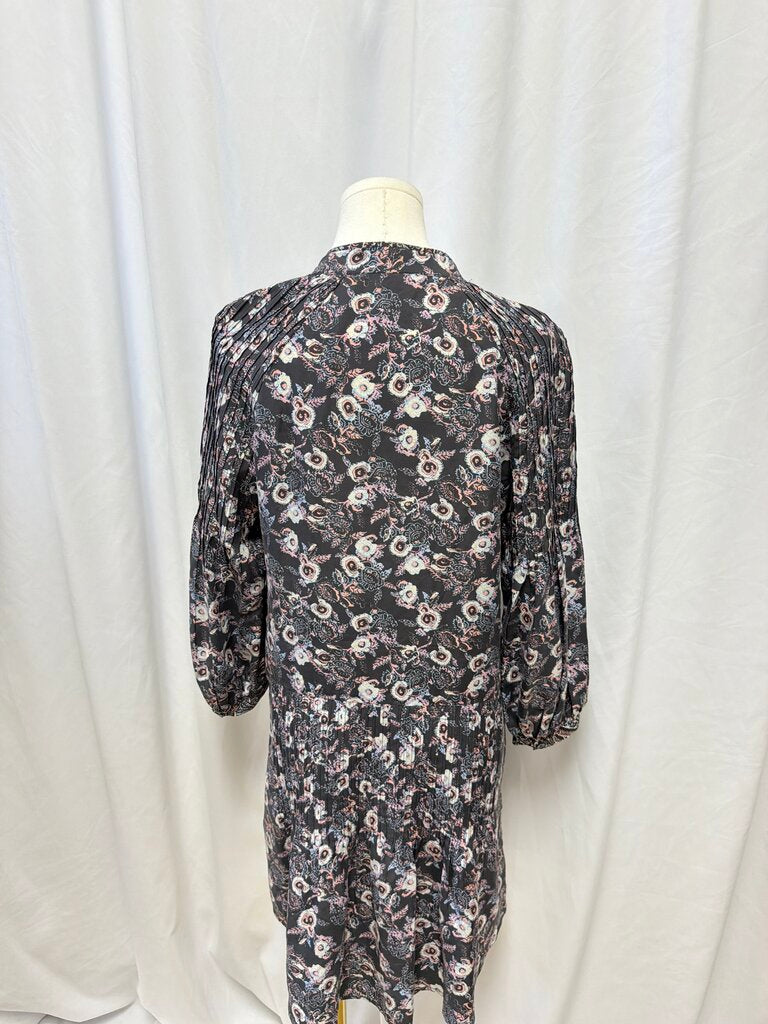 Veronica Beard Black Floral V-Neck Dress