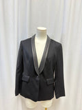 rag & bone Black Wool Blazer w/Leather Trim