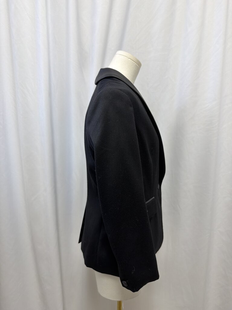 rag & bone Black Wool Blazer w/Leather Trim