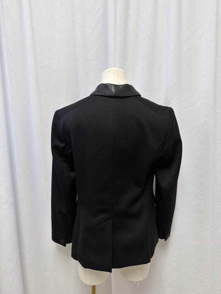 rag & bone Black Wool Blazer w/Leather Trim