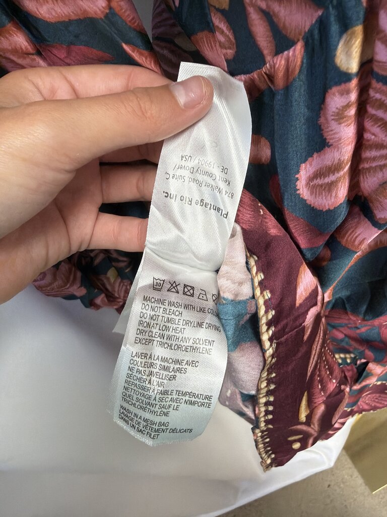 Farm Rio Green V Neck Button Front Dress