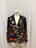 Alice + Olivia Black Floral V Neck Blouse