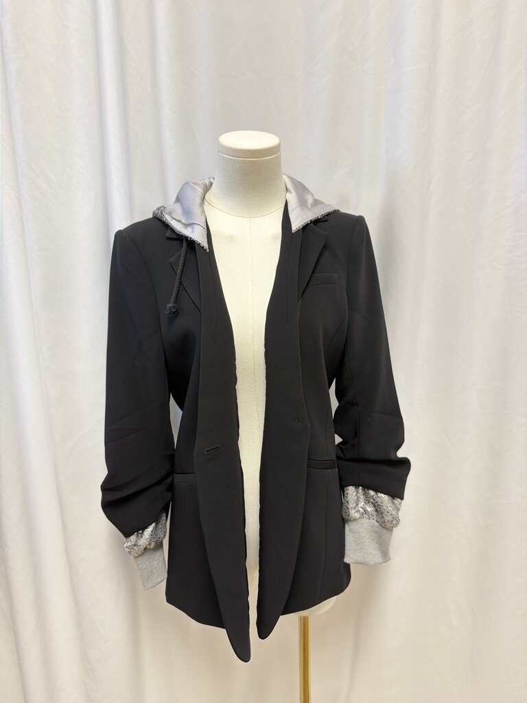Cinq a Sept Black Sequin Hooded Khloe Jacket NWT