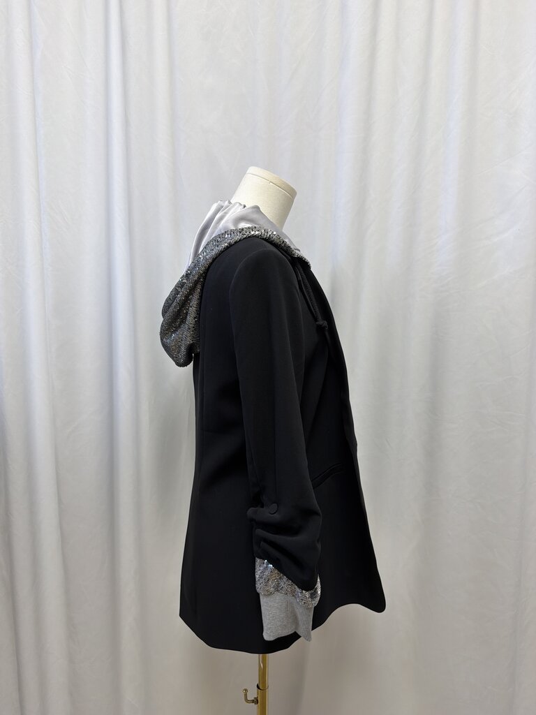 Cinq a Sept Black Sequin Hooded Khloe Jacket NWT