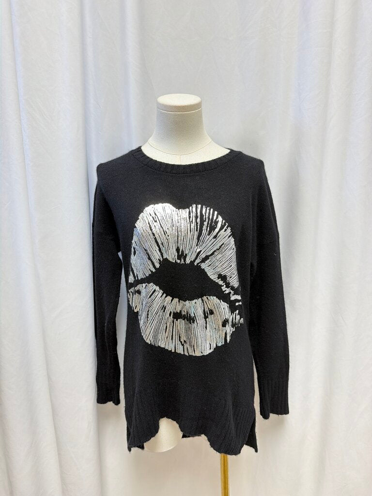 Lauren Moshi Black Cashmere Lip Sweater