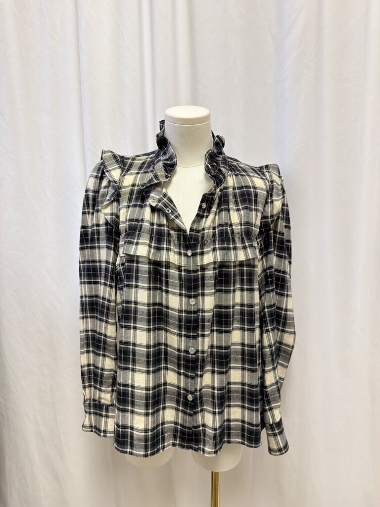 Isabel Marant Black/Cream Plaid Button Up
