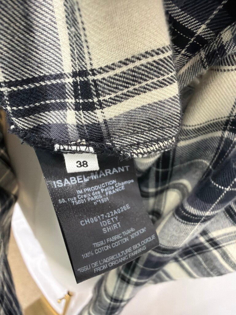 Isabel Marant Black/Cream Plaid Button Up