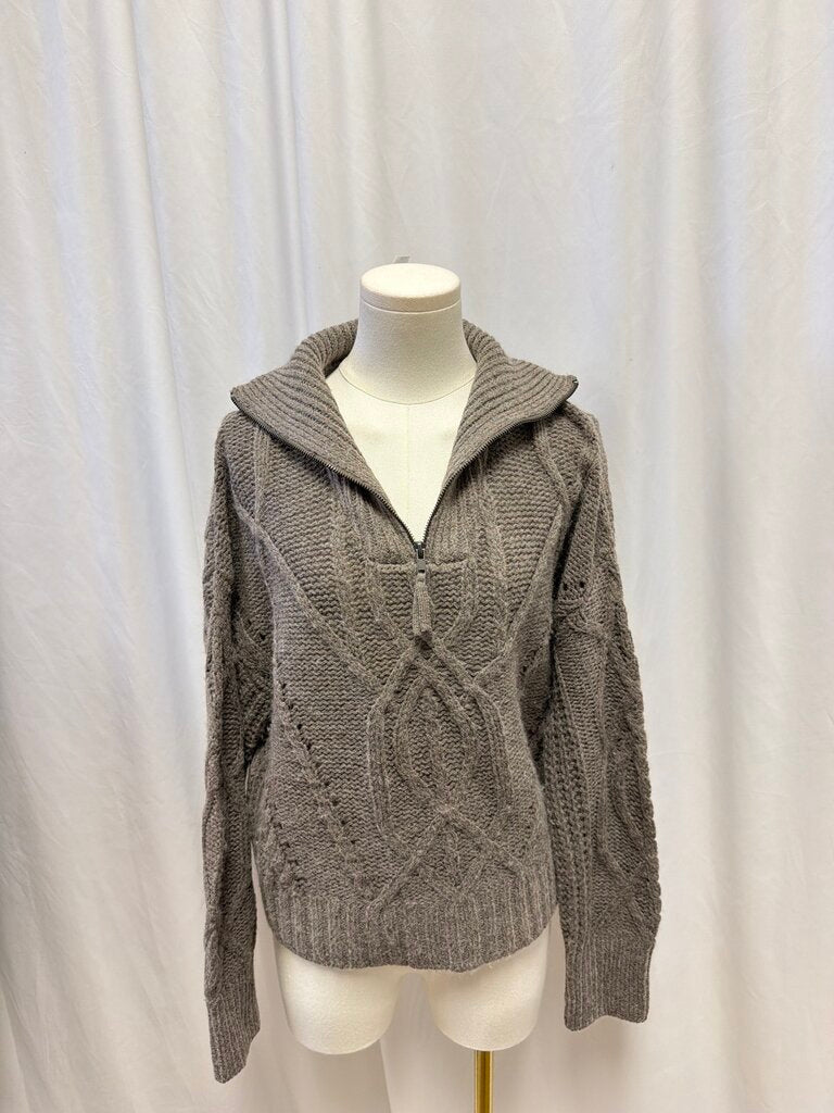 Skull Cashmere Cable Knit Quarter Zip NWT