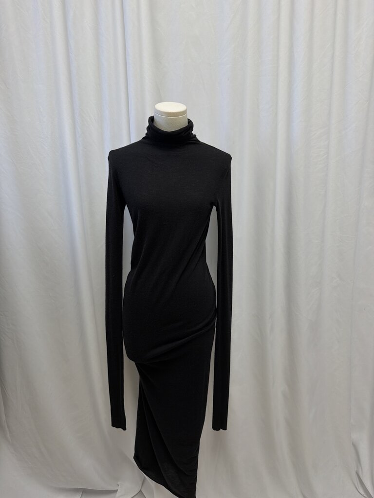 Rick Owens Black Turtleneck Maxi Dress