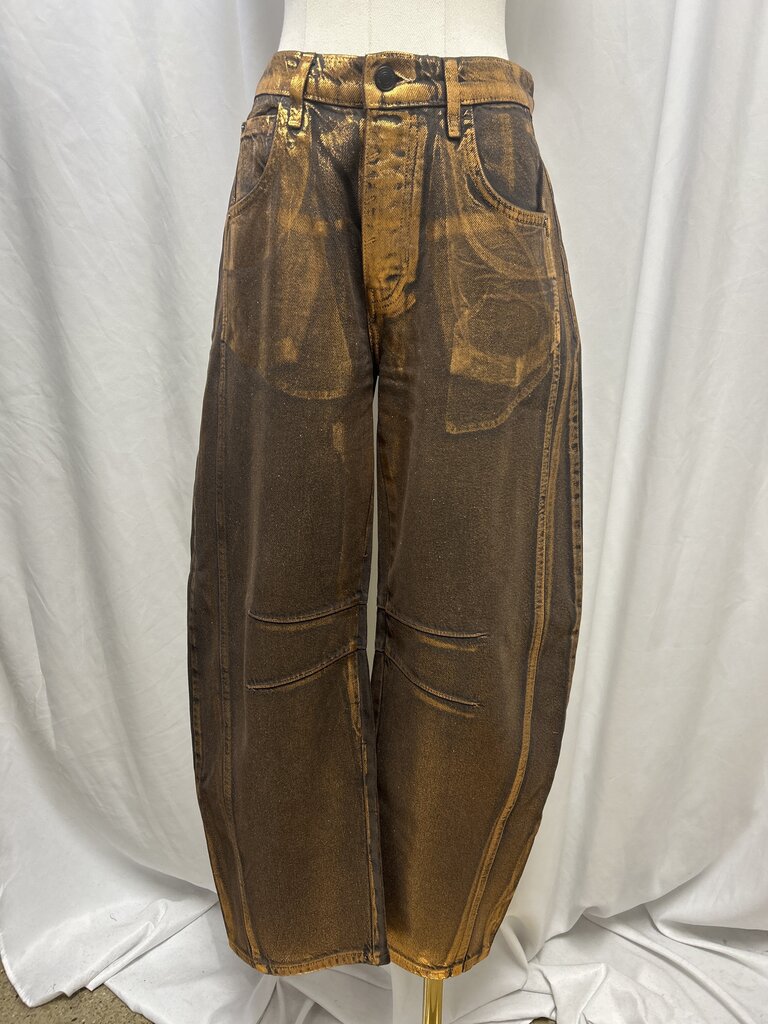 Free People Metallic Barrel Jean