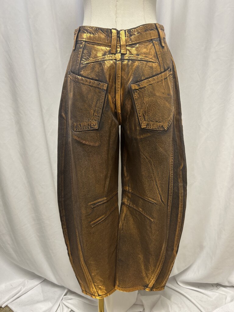 Free People Metallic Barrel Jean