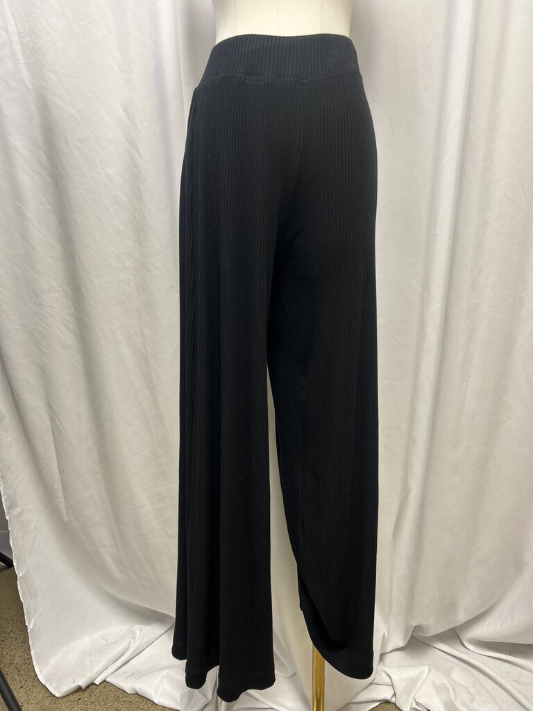 L'Agence Black Ribbed Wide Leg Pant