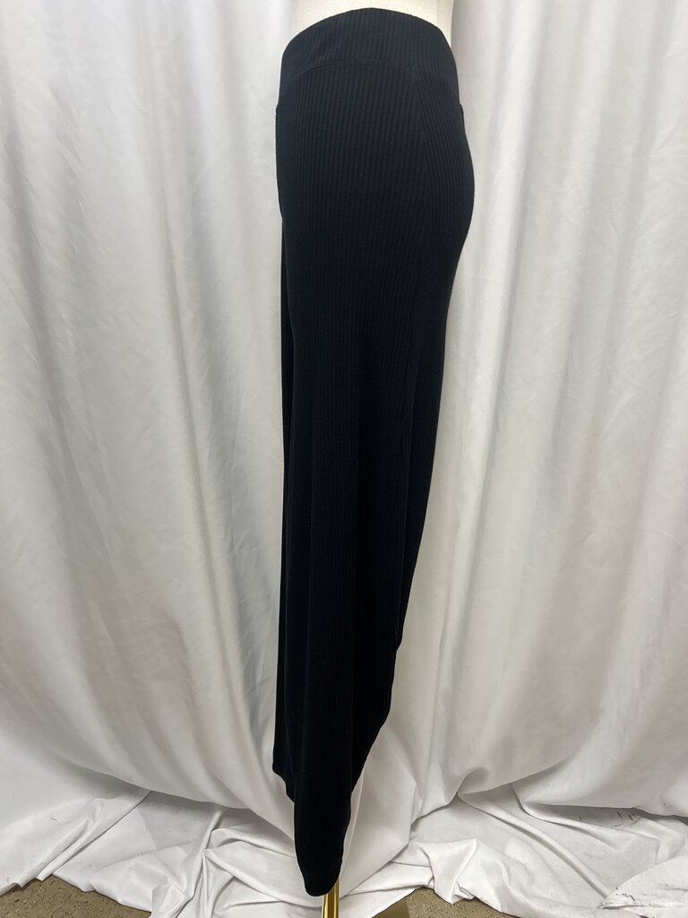 L'Agence Black Ribbed Wide Leg Pant