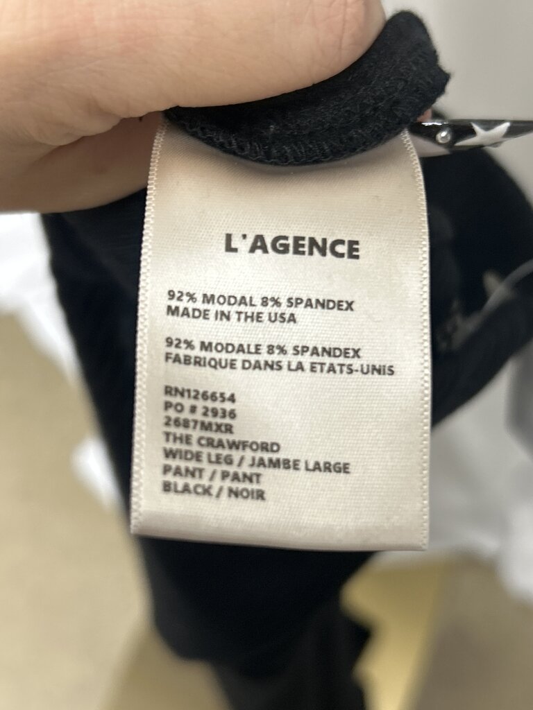 L'Agence Black Ribbed Wide Leg Pant