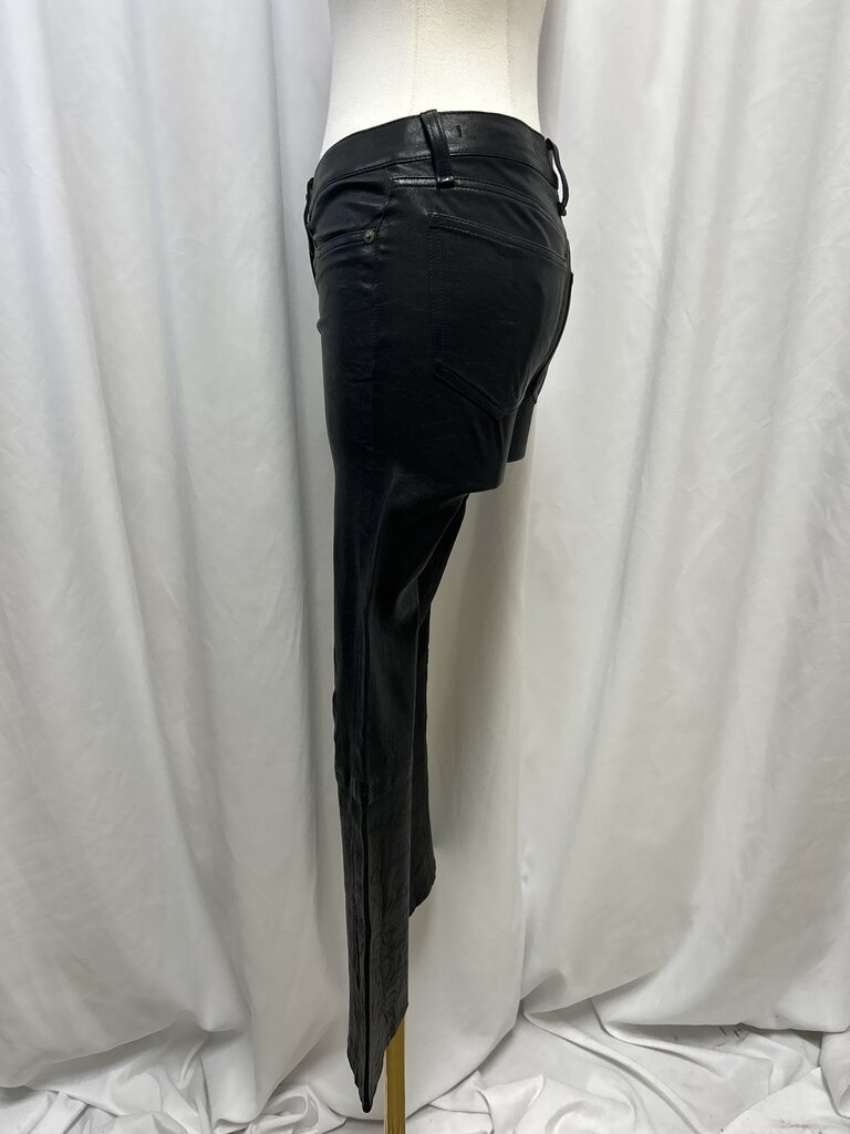 Rag & Bone Black Leather Flared Bottom Pants