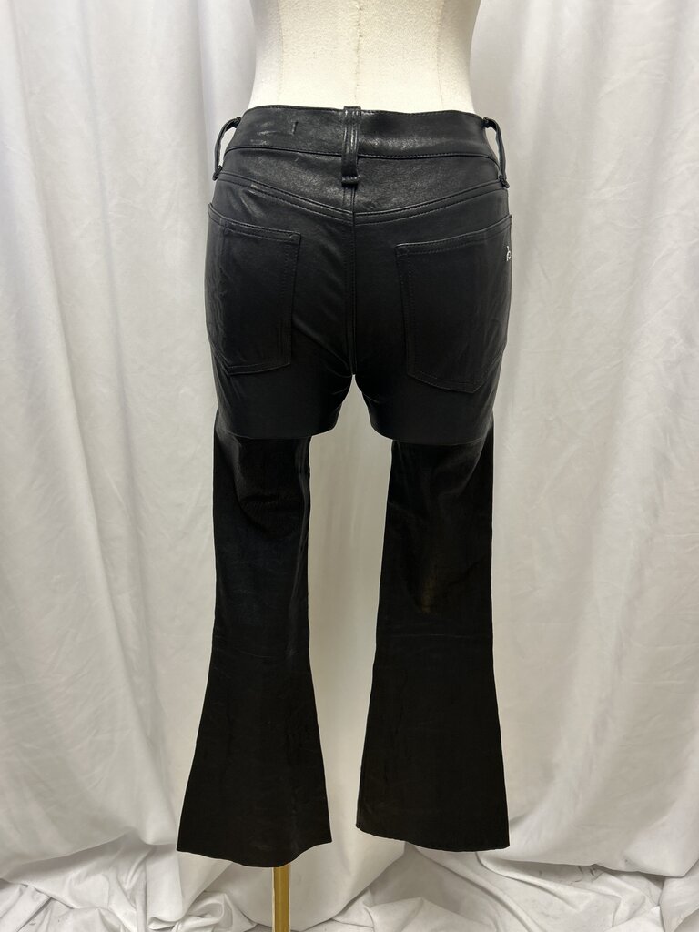 Rag & Bone Black Leather Flared Bottom Pants