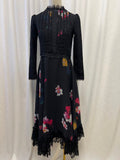 Legally Red Lace Long Sleeve Floral Print Dress