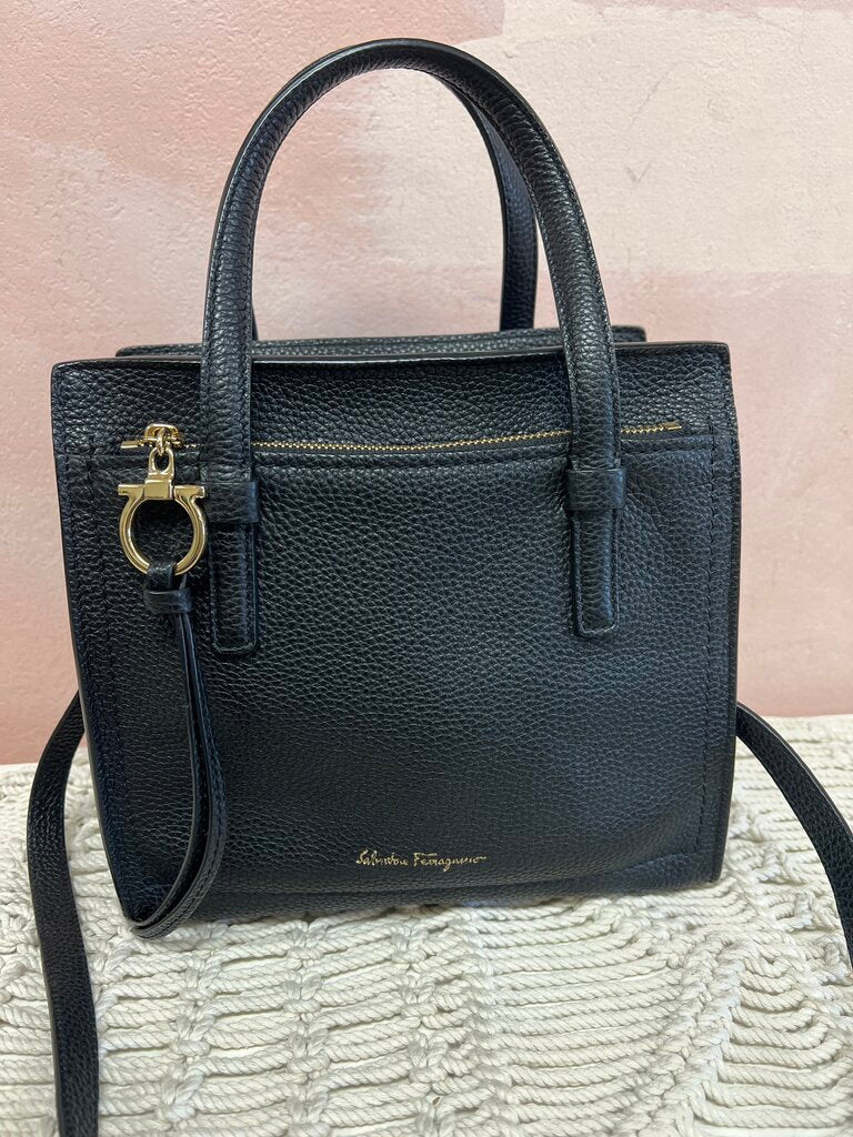 Ferragamo Leather Top Handle Detachable Crossbody Bag