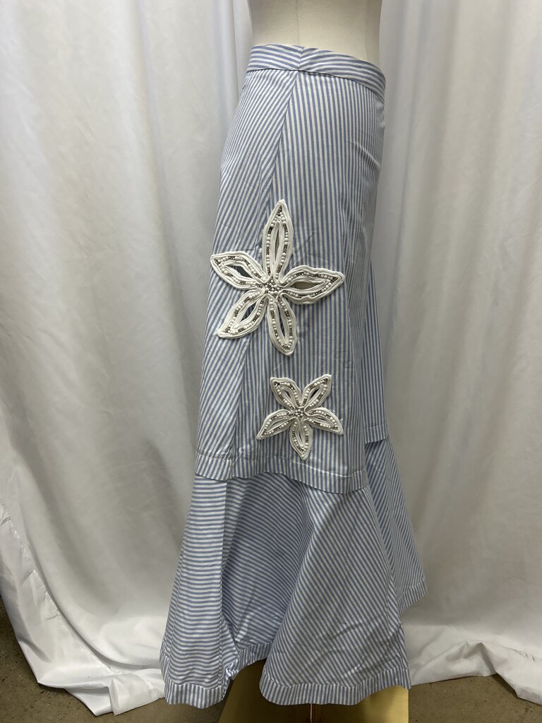 Sandro Pinstriped Embellished Maxi Skirt
