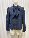 Soiree Plaid Tie Neck Top